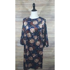 NWT ALISON ANDREWS  L FLORAL SMOCKED VELVET bell